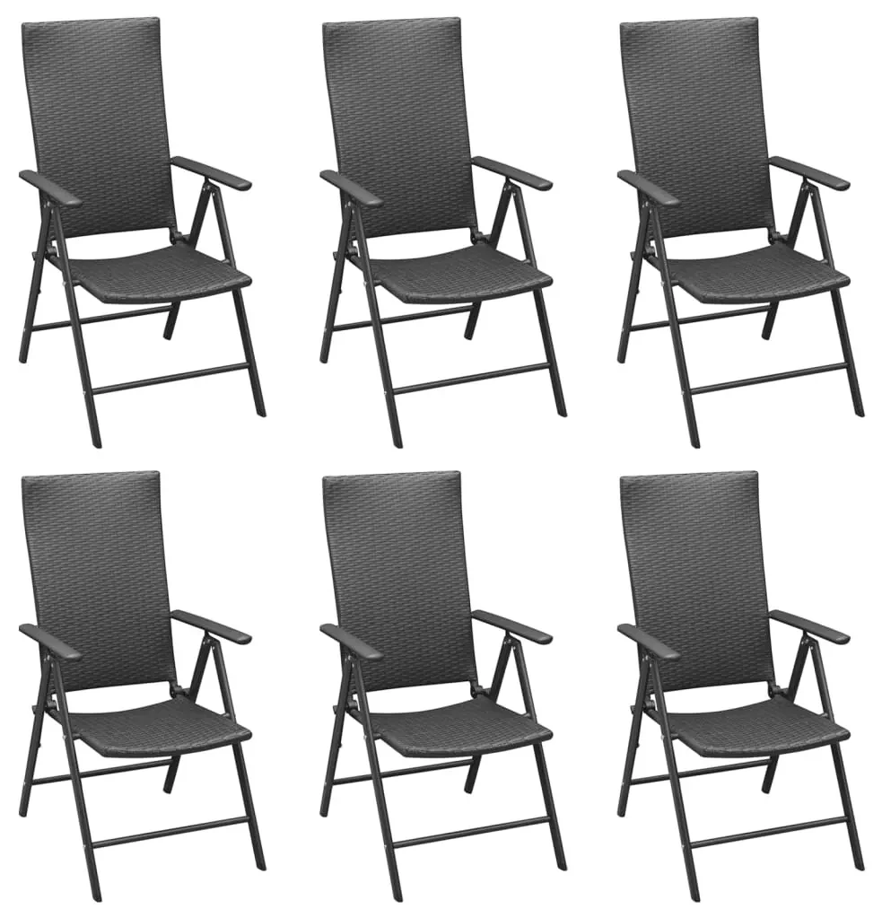 Set da pranzo da giardino 7 pz nero in polyrattan