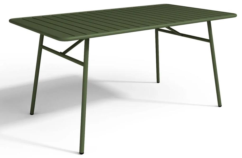 Sala da pranzo da giardino in Metallo Kaki MIRMANDE: un tavolo L.160 cm e 4 sedie impilabili