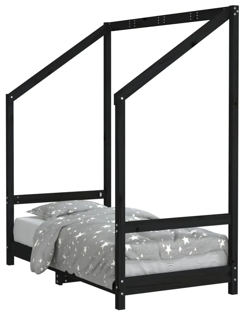 Giroletto per bambini nero 70x140 cm in legno massello di pino
