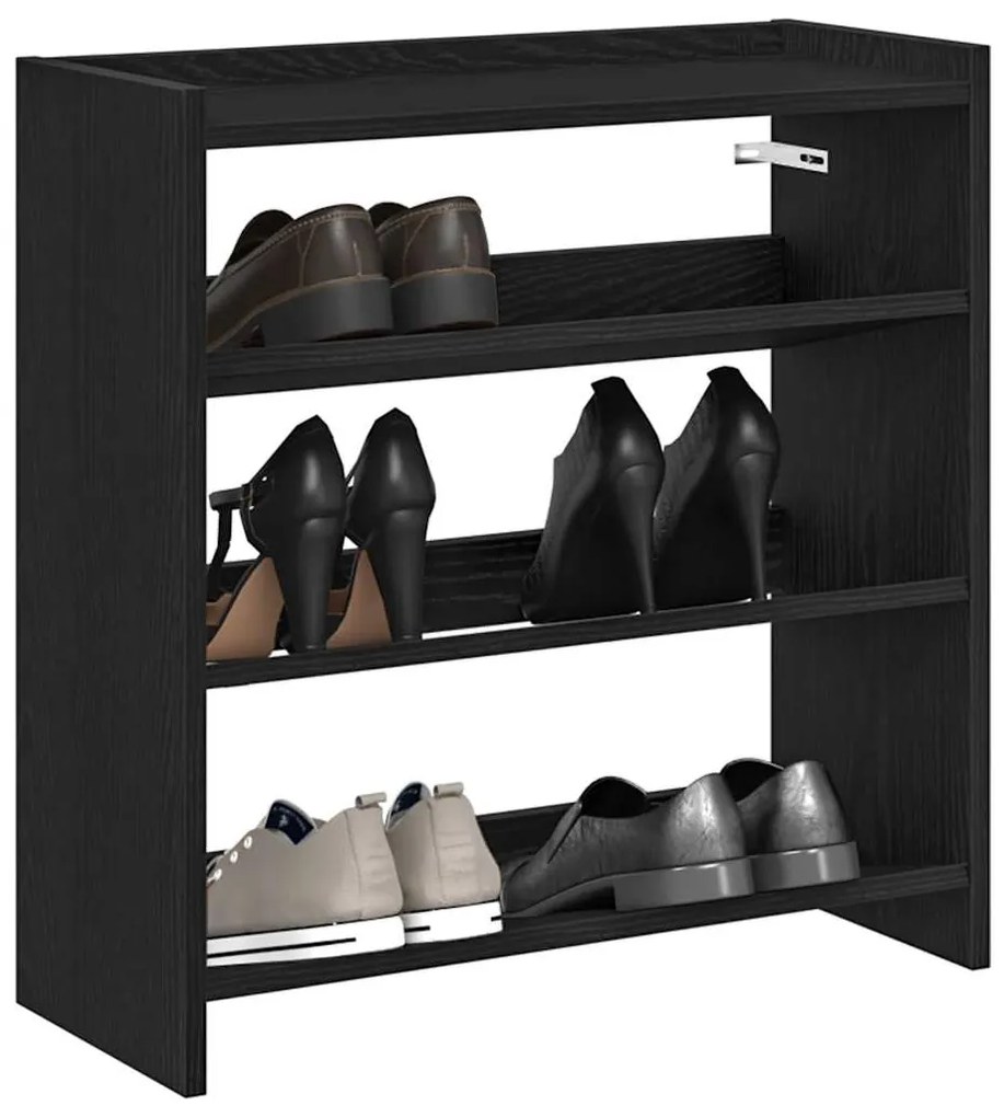 Scarpiera Nera 60x25x62 Cm İn Legno Multistrato /
