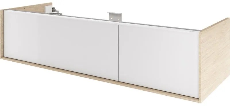 Mobile da bagno sospeso sotto lavabo L 135 x H 32 x P 48 cm betulla laccato lucido, 1 cassetto SENSEA Neo