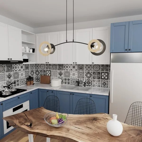 Lampadario a sospensione con filo SKIVA 2xE27/15W/230V nero/beige