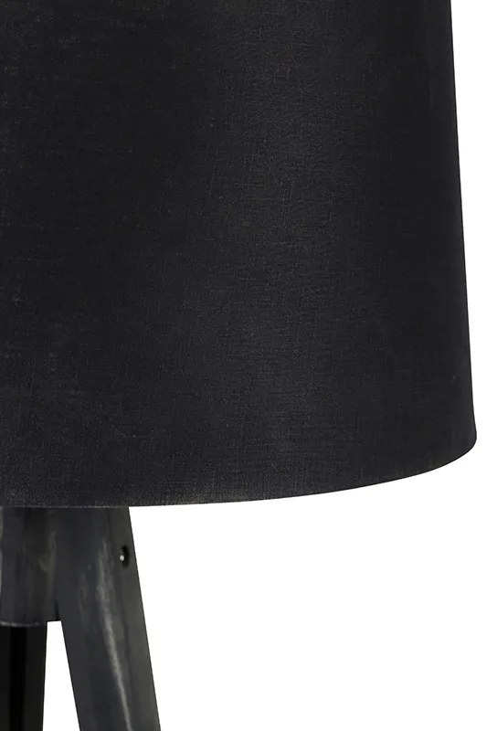 Treppiede nero con paralume in lino nero 45 cm - Tripod Classic