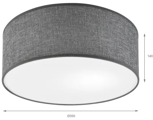 Plafoniera SIRJA 1xE27/15W/230V Ø 35 cm grigio