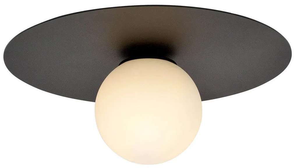 Lampada da soffitto Solar Nera con sfera satinata E14