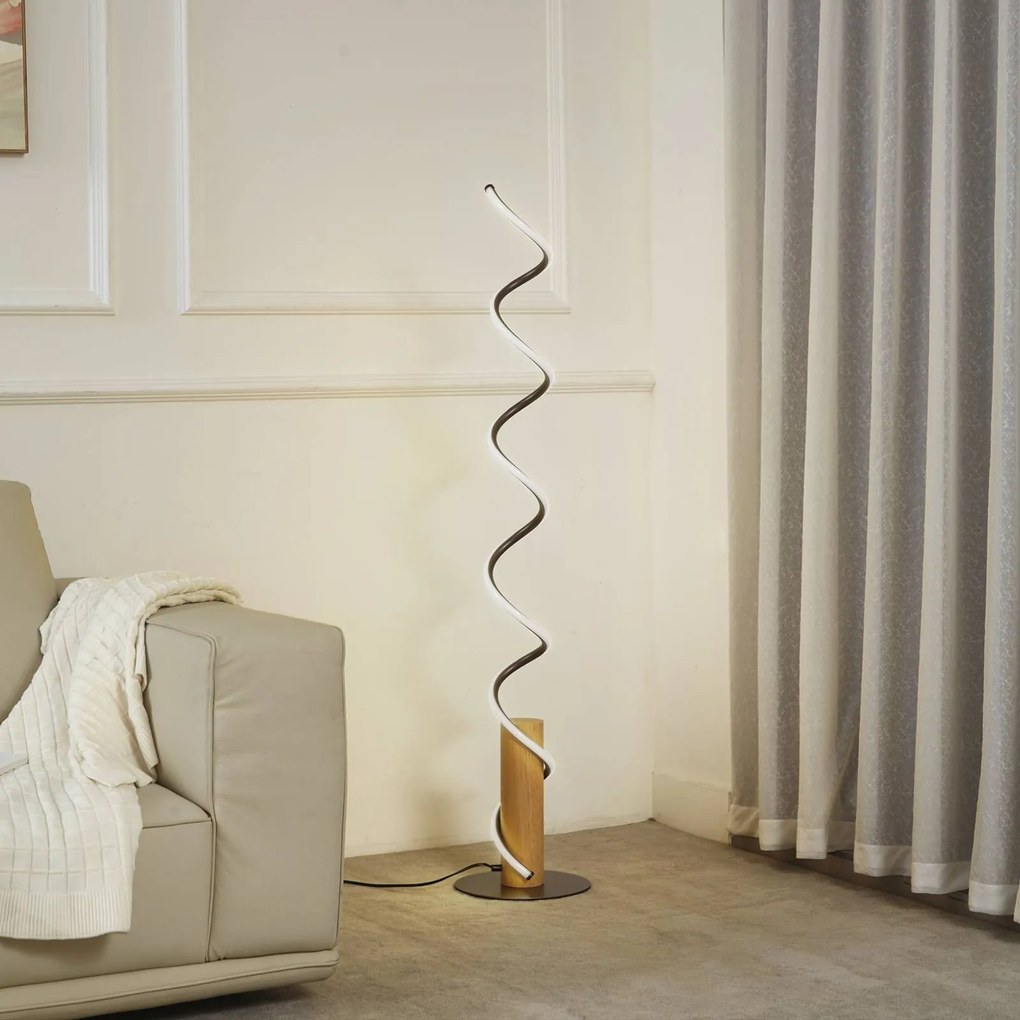 Lampada da terra a LED Spiraali Lindby, Alluminio / Grigio / Zincato, Soggiorno / Sala da pranzo, Alluminio, Campagna / Rustiche, Lampada LED da terra