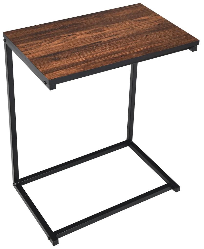 Costway Tavolino porta PC laptop multiplo in legno Tavolino da caffè 65x55x35cm Marrone