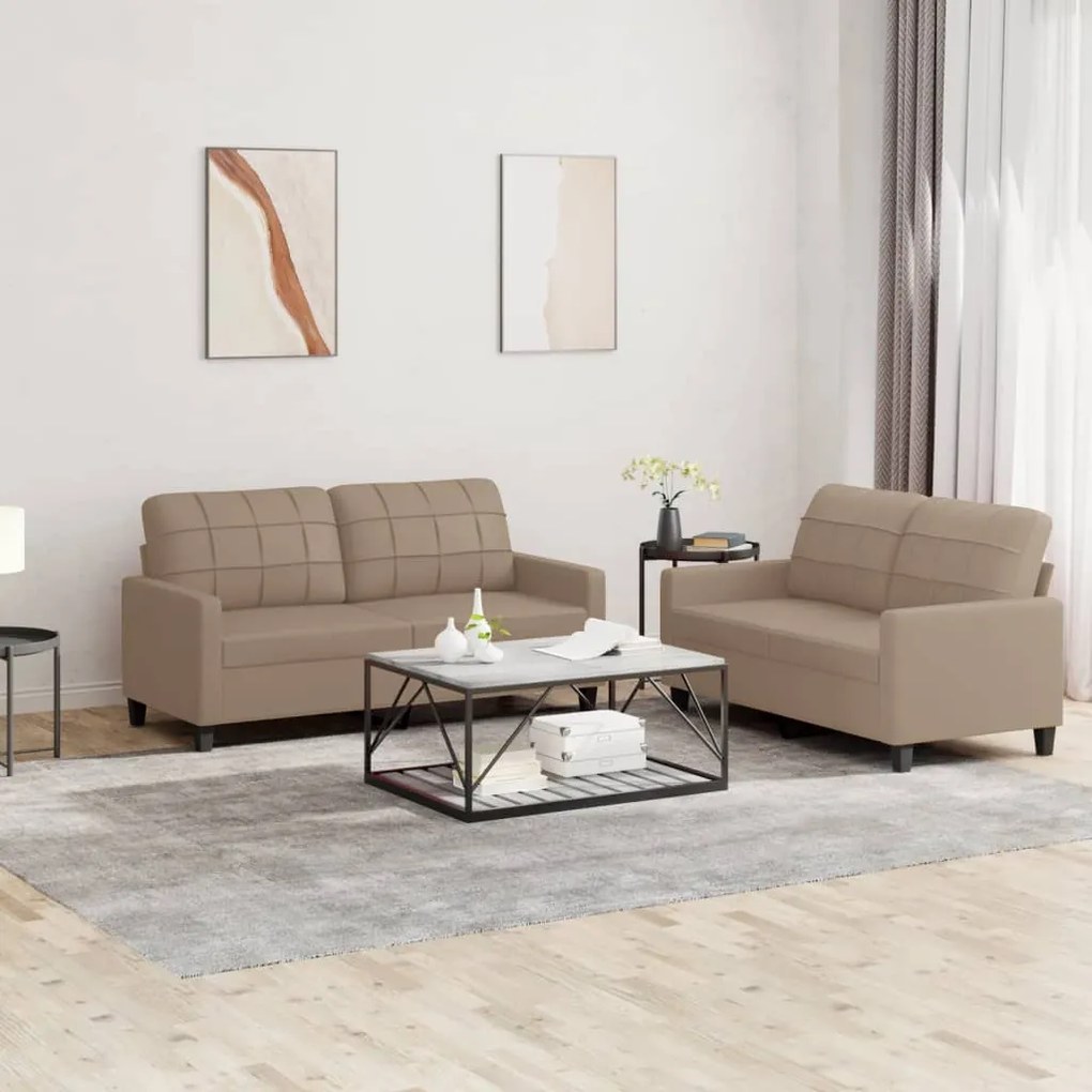 Set Di Divani 2 Pz Con Cuscini Cappuccino İn Similpelle /