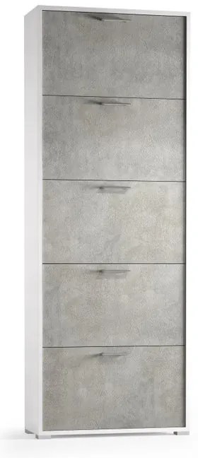 Scarpiera 5 ante a ribalta singola prof L 67 x H 184 x P 18 cm 15 paia, bianco