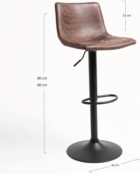 Sgabello Yatis Similpelle Marrone Vintage