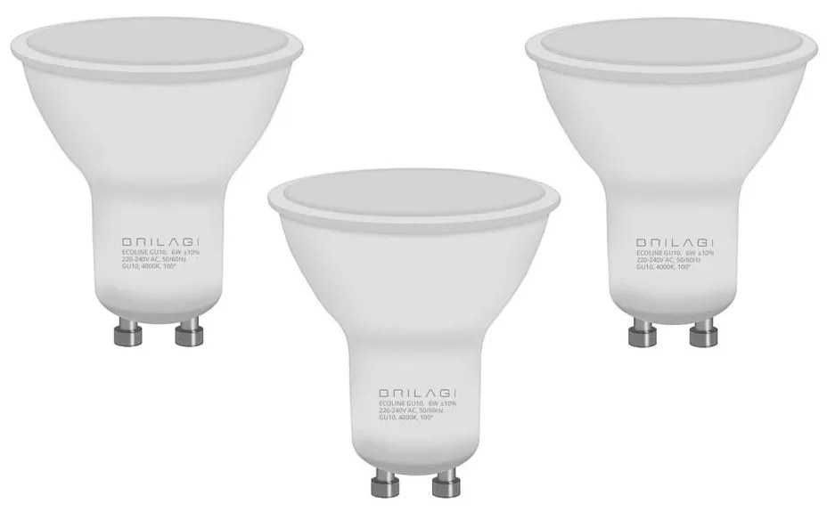 SET 3x Lampadina LED ECOLINE GU10/6W/230V 4000K - Brilagi
