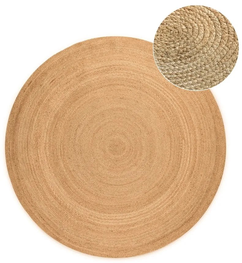 Tappeto rotondo di colore naturale in iuta reversibile ø 140 cm Braided Gold – Hanse Home