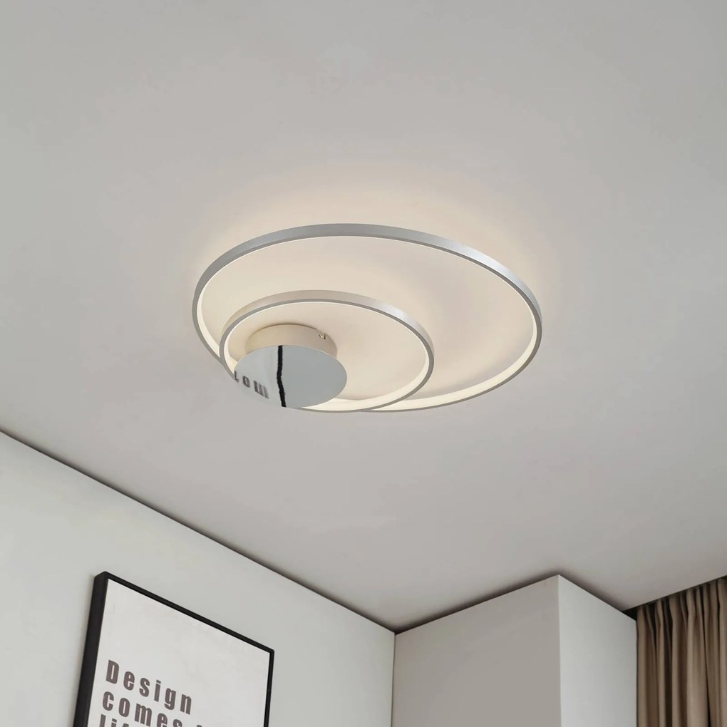Lindby Nerwin Plafoniera LED, 65 cm, rotonda, alluminio/chrome