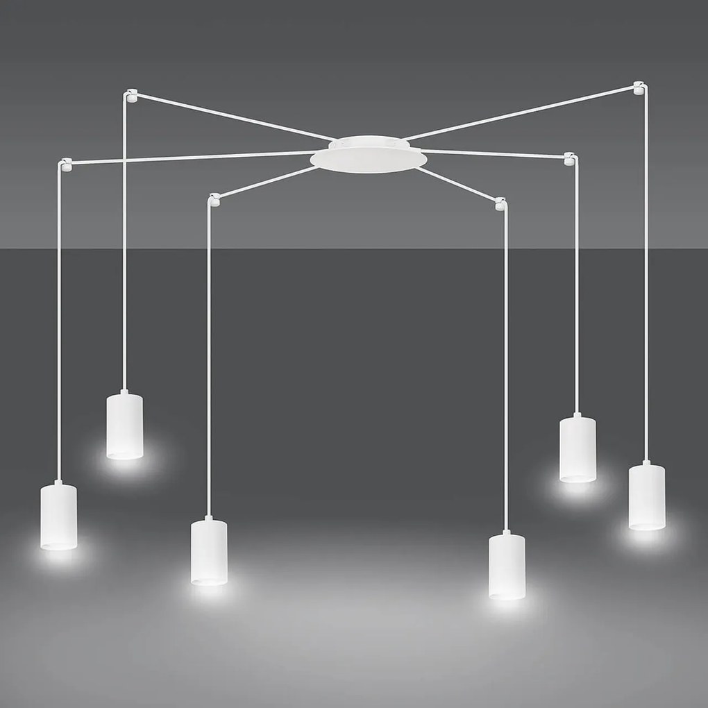 Lampadario a Sospensione in Acciaio TRAKER 6 BLACK e WHITE