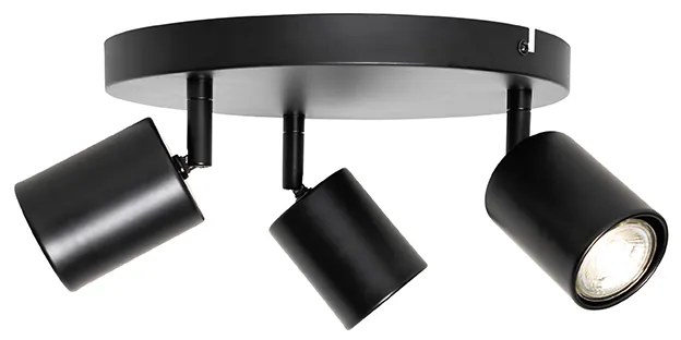 Plafoniera moderna nera regolabile rotonda 3 luci - Java