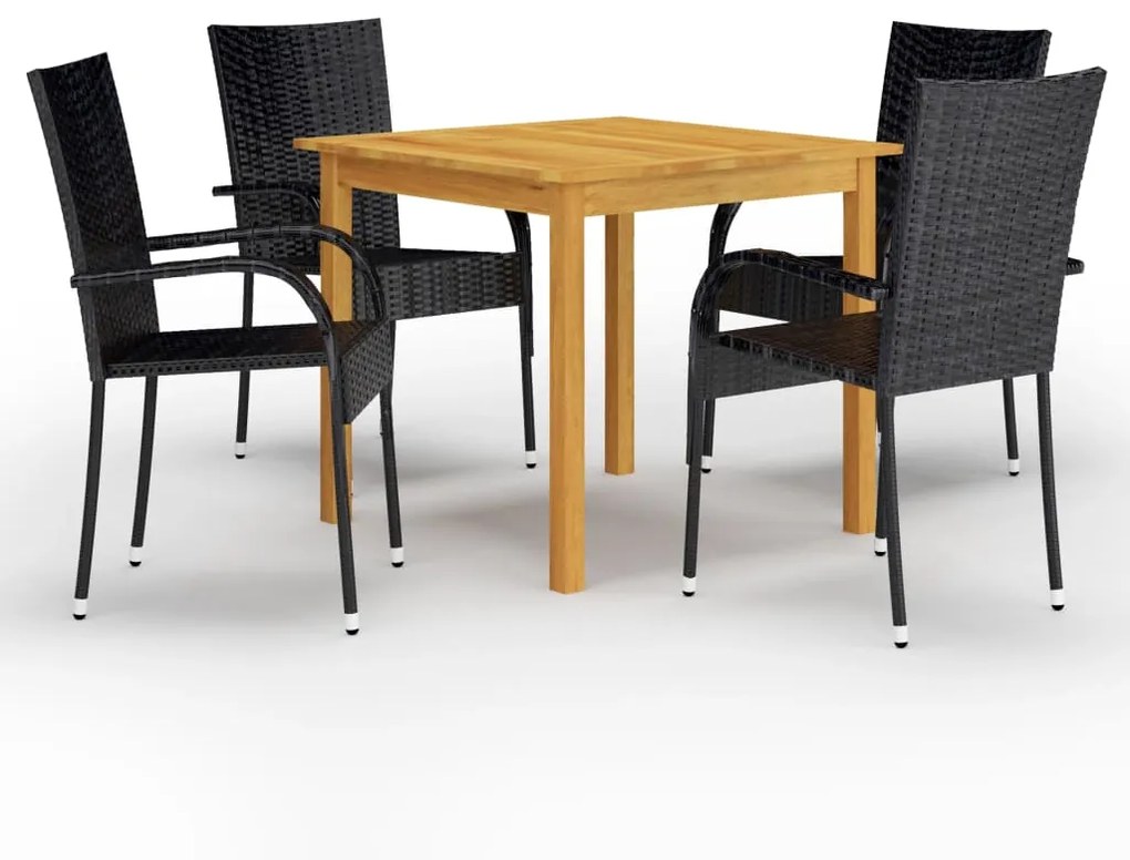 Set mobili da pranzo per giardino 5 pz nero