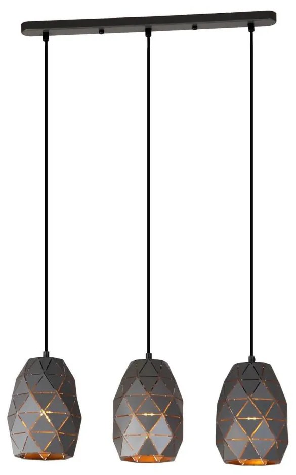 ITALUX MDM-3480/3 GR+GD - Lampadario a sospensione con filo HARLEY 3xE27/40W/230V antracite