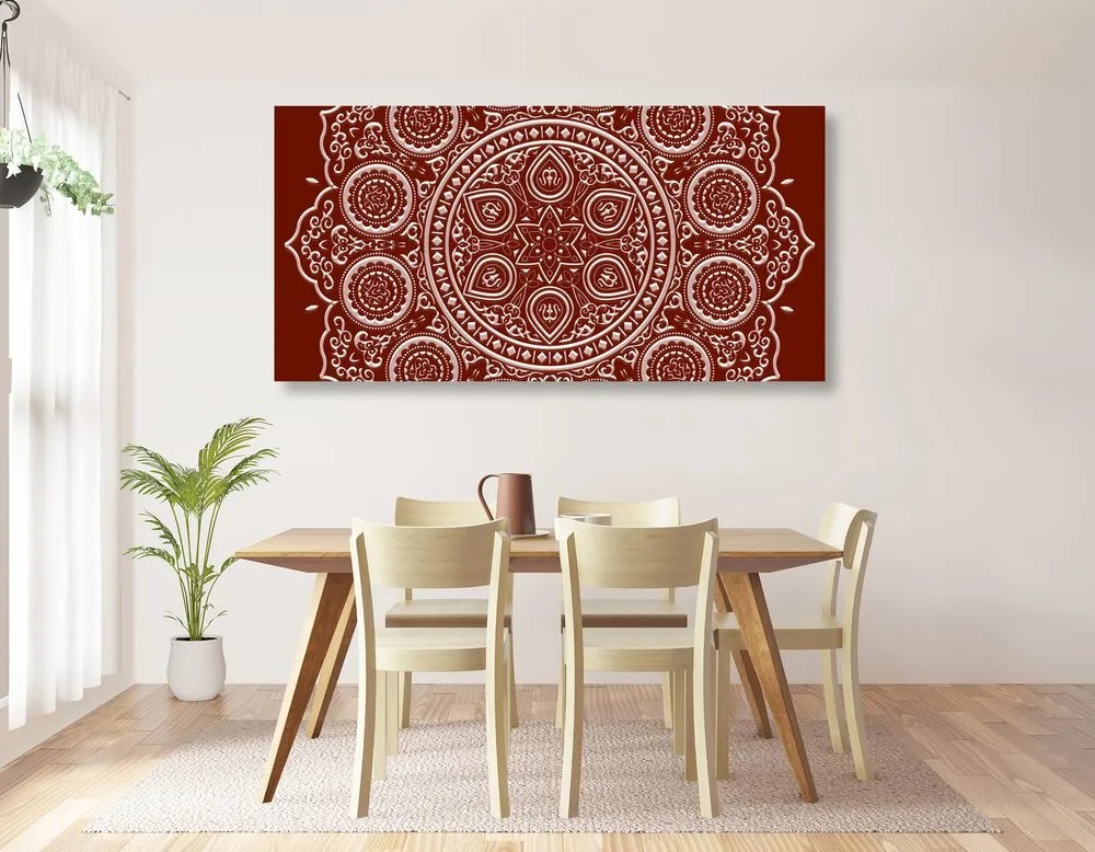 Quadro su tela – Mandala etnica delicata in bordeaux