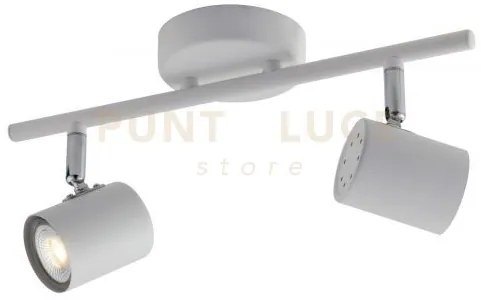 Spot zero bianco 2 luci attacco gu10 33x9,7x15cm in metallo orienta...