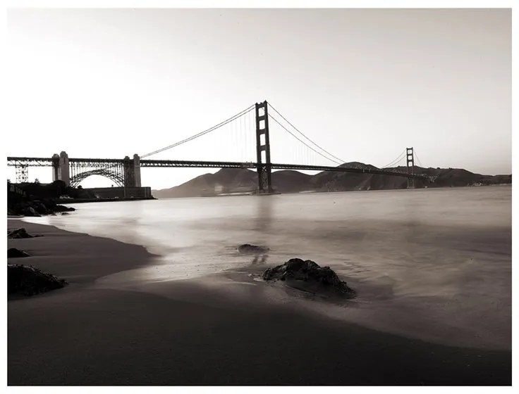 Fotomurale  San Francisco: il Golden Gate in bianco e nero  Colore bianco e nero, Dimensioni e Misure 200x154