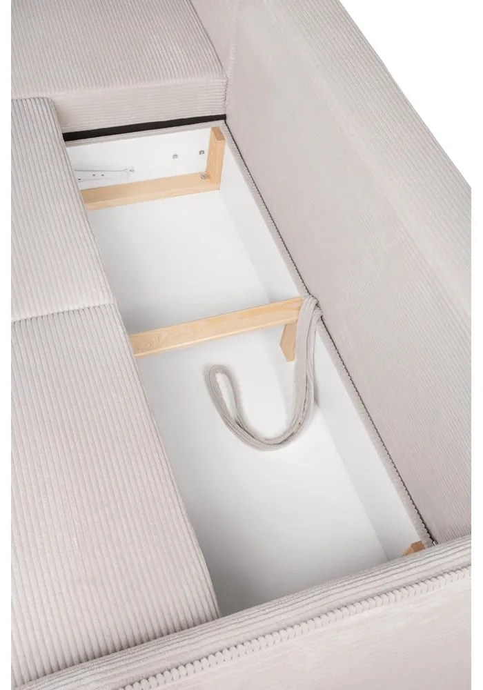 Divano angolare beige allungabile (con penisola a sinistra) con rivestimento in velluto a coste Tori – Bonami Selection