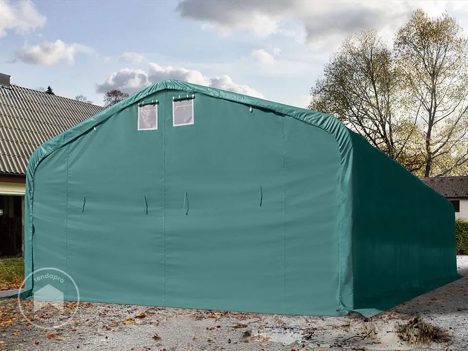 TOOLPORT 6x24m tenda garage 2,6m, PVC 850, verde scuro, con statica (sottofondo in terra) - (99439)