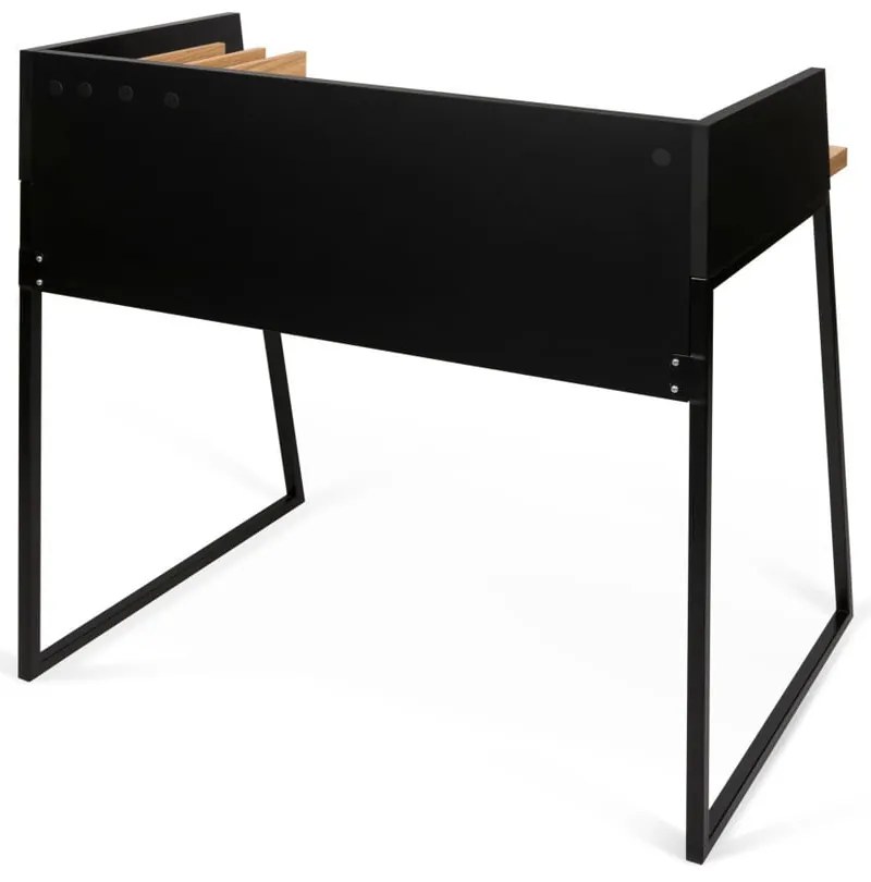 Scrivania nera con dettagli in legno di quercia Volga - TemaHome