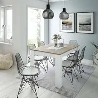 Tavolo allungabile Midland, Tavolo per sala da pranzo allungabile, Tavolo da pranzo estensibile con allunga, cm 140/190x90h78, Rovere Grigio e Bianco