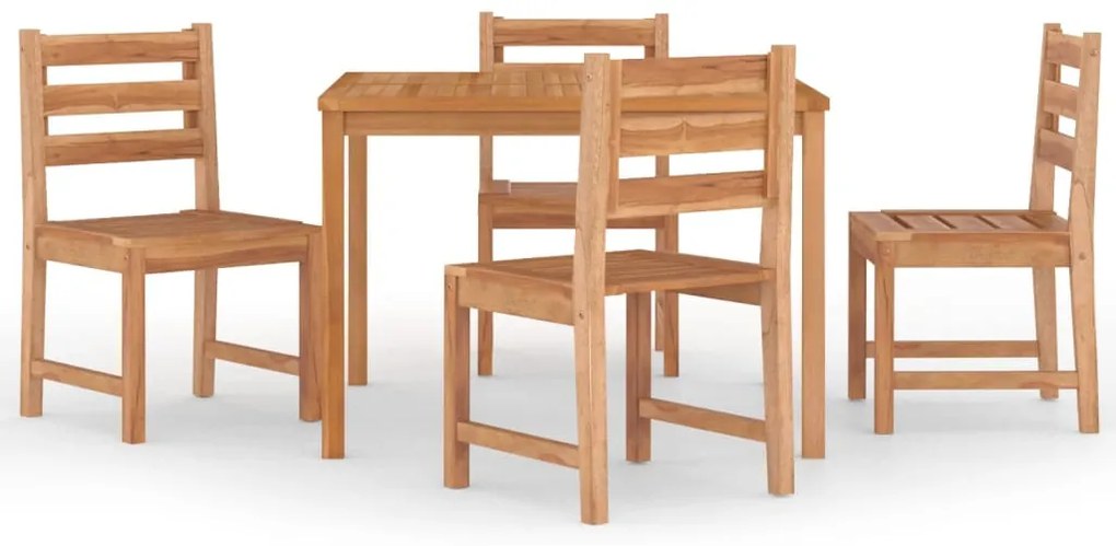 Set da Pranzo per Giardino 5 pz in Legno Massello di Teak