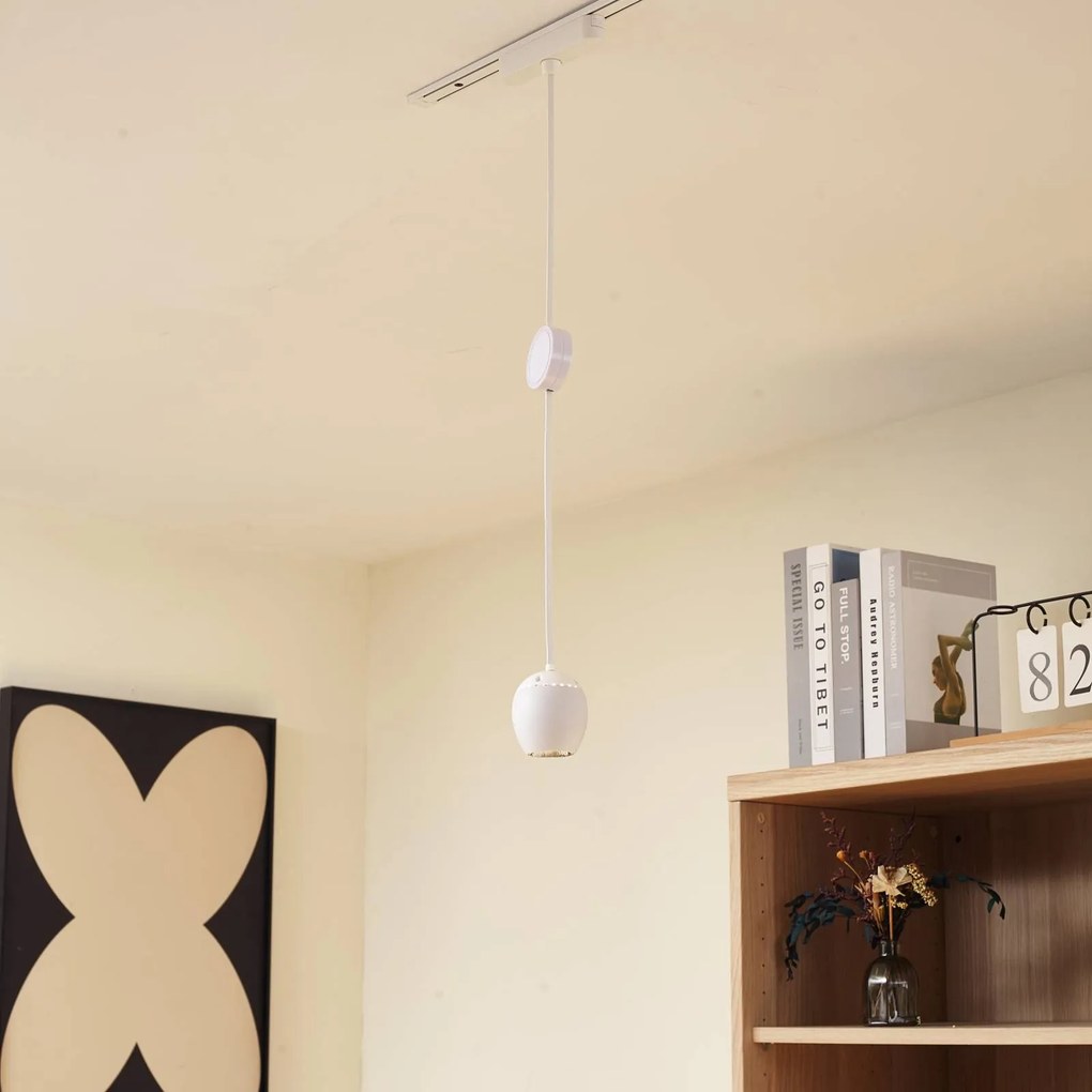 Lindby Lampada LED a sospensione Lumaro, bianco, Ø 6,2 cm, 48V, dimmerabile