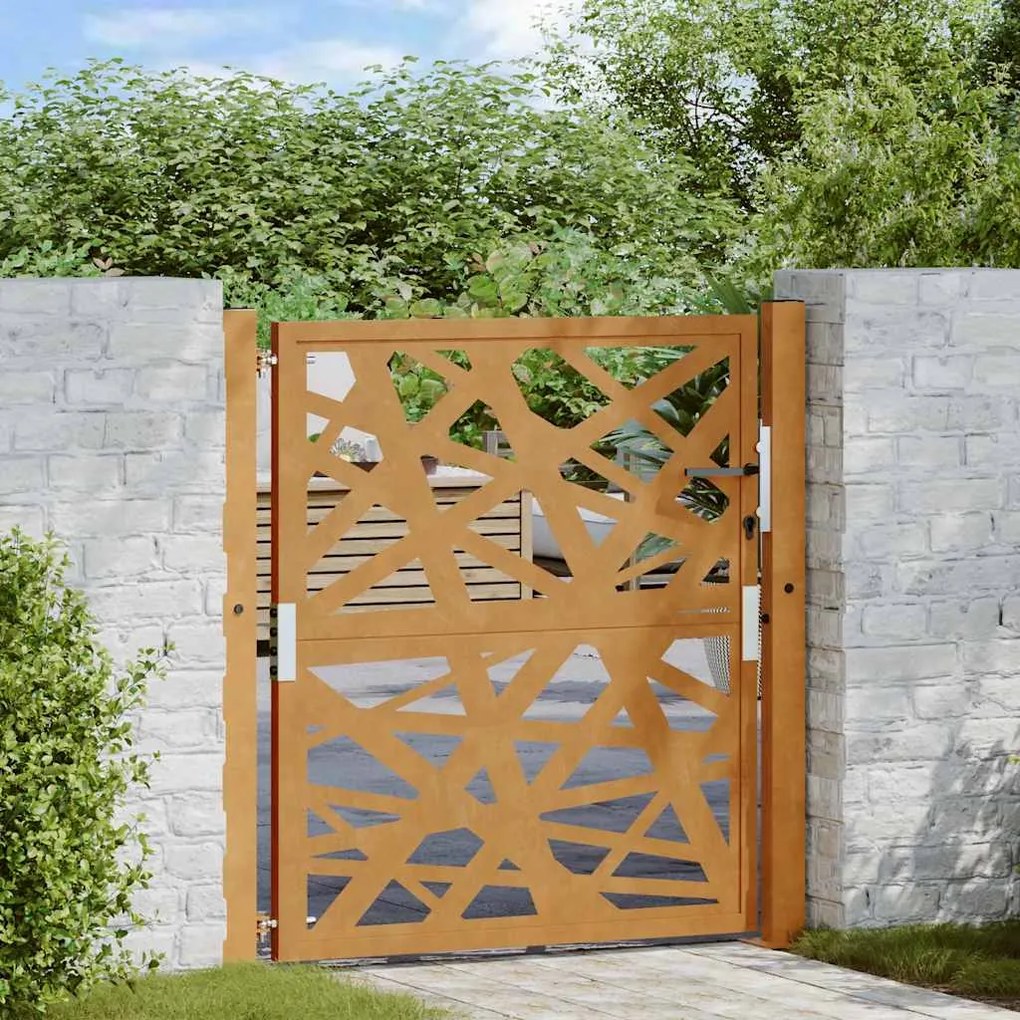 Cancello Da Giardino 105x105 Cm Acciaio Corten Design Leggero /
