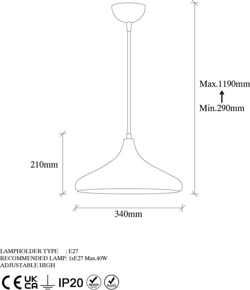 Lampadario color rame con paralume in metallo ø 34 cm Barek – Opviq lights