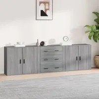 Credenze 3 pz Grigio Sonoma in Legno Multistratocod mxl 125251