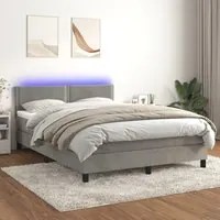 Letto a Molle Materasso e LED Grigio Chiaro 140x190 cm Vellutocod mxl 74905