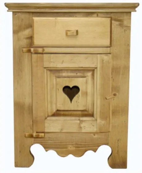 Comodino 1 anta con cuore e 1 cassetto cerniere in legno - LM-C190bis