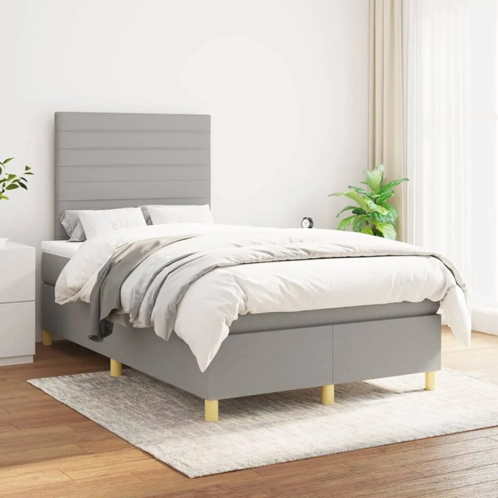 Giroletto A Molle Con Materasso Grigio Chiaro 120x200cm Tessuto /