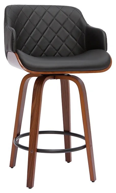 Sgabello da bar design nero e legno scuro LUCIEN