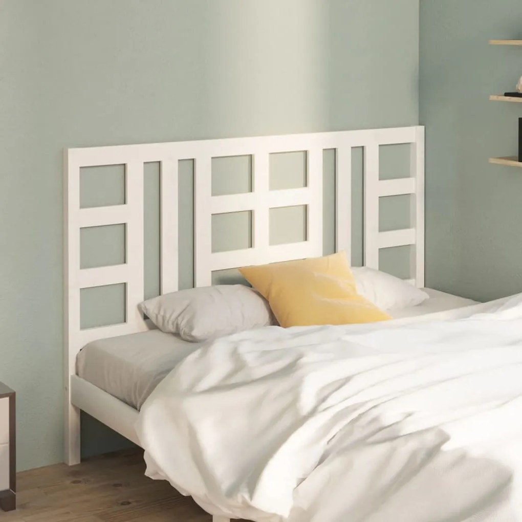 Testiera Per Letto Bianca 156x4x100 Cm Legno Massello Di Pino /