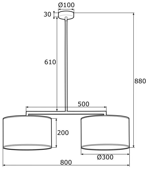 Argon 0899 - Lampadario su palo KARIN 2xE27/15W/230V nero
