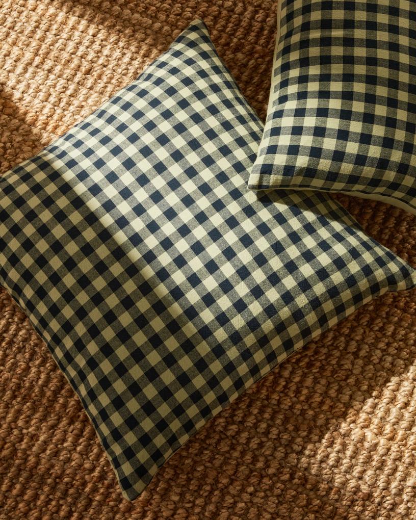 Kave Home - Federa per cuscino Yanil 100% cotone a quadrati verdi e blu 45 x 45 cm
