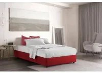 Letto piazza e mezza Chiara, Letto contenitore con rivestimento in tessuto, Made in Italy, Apertura frontale, con materasso cm 120x190 incluso, Rosso