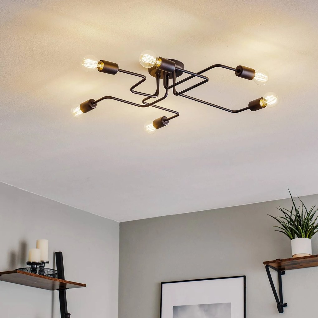 HELAM Plafoniera Tube a 6 luci nera