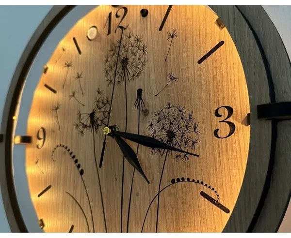 Li-Go 23688/DUB2 - Orologio LED con sensore di movimento, alimentazione 1xAA, diametro 32 cm, finitura in rovere