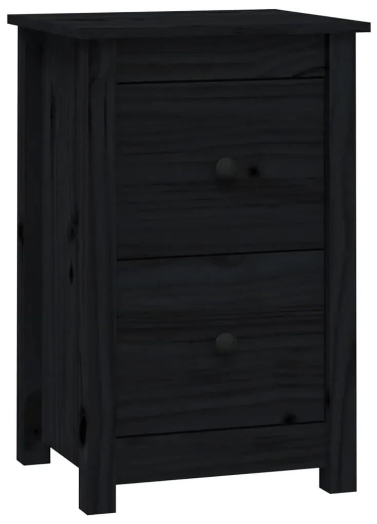 Comodino nera 40x35x61,5 cm in legno massello di pino
