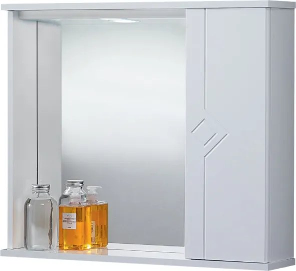 Specchiera da bagno NETTUNO 70 bianco lucido ad 1 anta con luce LED