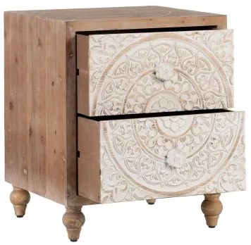 Comodino SHABBY CHIC 47 x 43 x 58 cm Naturale Legno Bianco