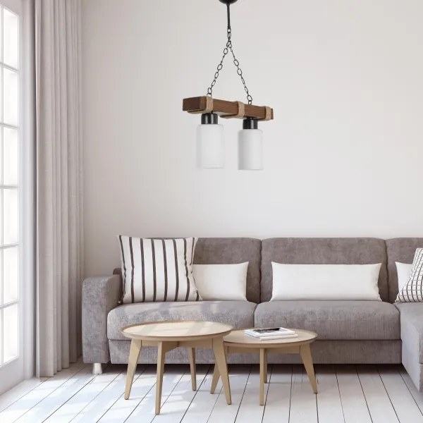 Lampadario a catena JASMIN 2xE27/40W/230V marrone/bianco