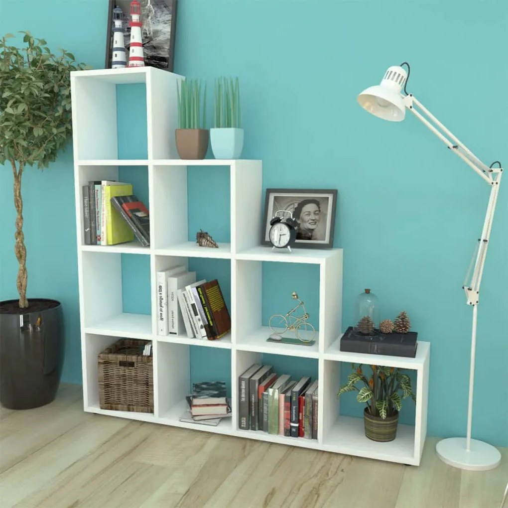 Libreria / scaffale espositore a scala 142 cm bianco