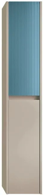 Colonna per mobile bagno Niwa 2 ante P 27 x L 30 x H 160 cm laccato opaco sabbia con vetro blu pacifico cannettato