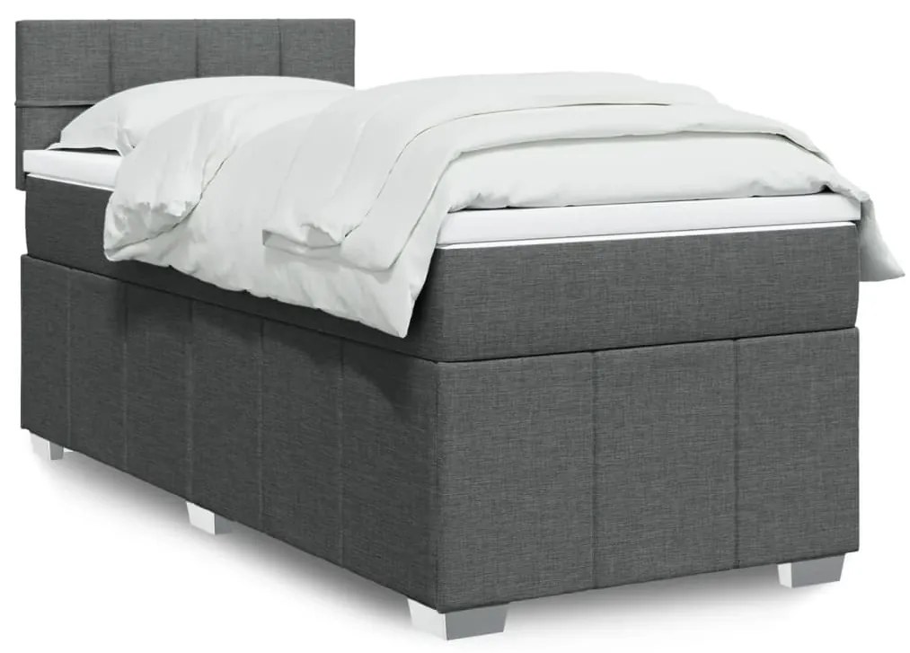 Giroletto A Molle Con Materasso Grigio Scuro 90x190 Cm Tessuto /